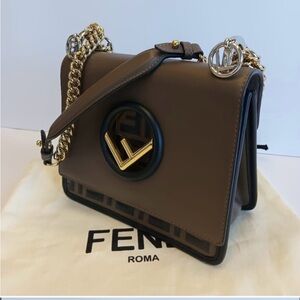 Fendi
Kan I F Shoulder Bag Leather with Zucca Embossed Detail Small.